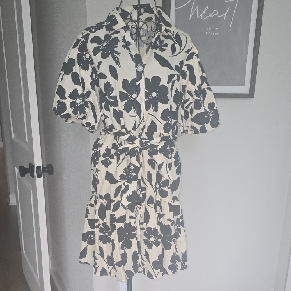Floral Black and Cream Women's Dress